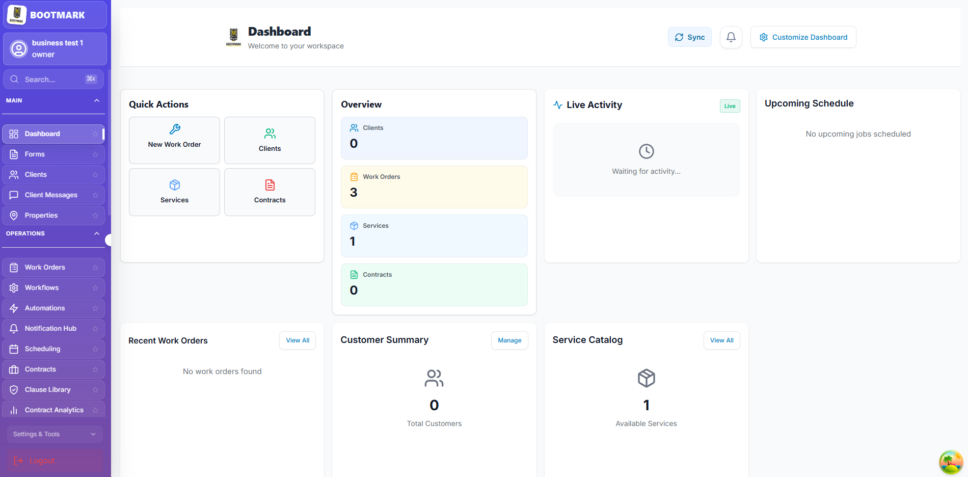 The dashboard: today's jobs, revenue and anything needing a decision