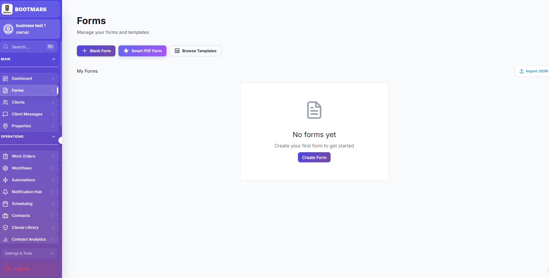 The form library — custom forms and Smart PDF Forms together