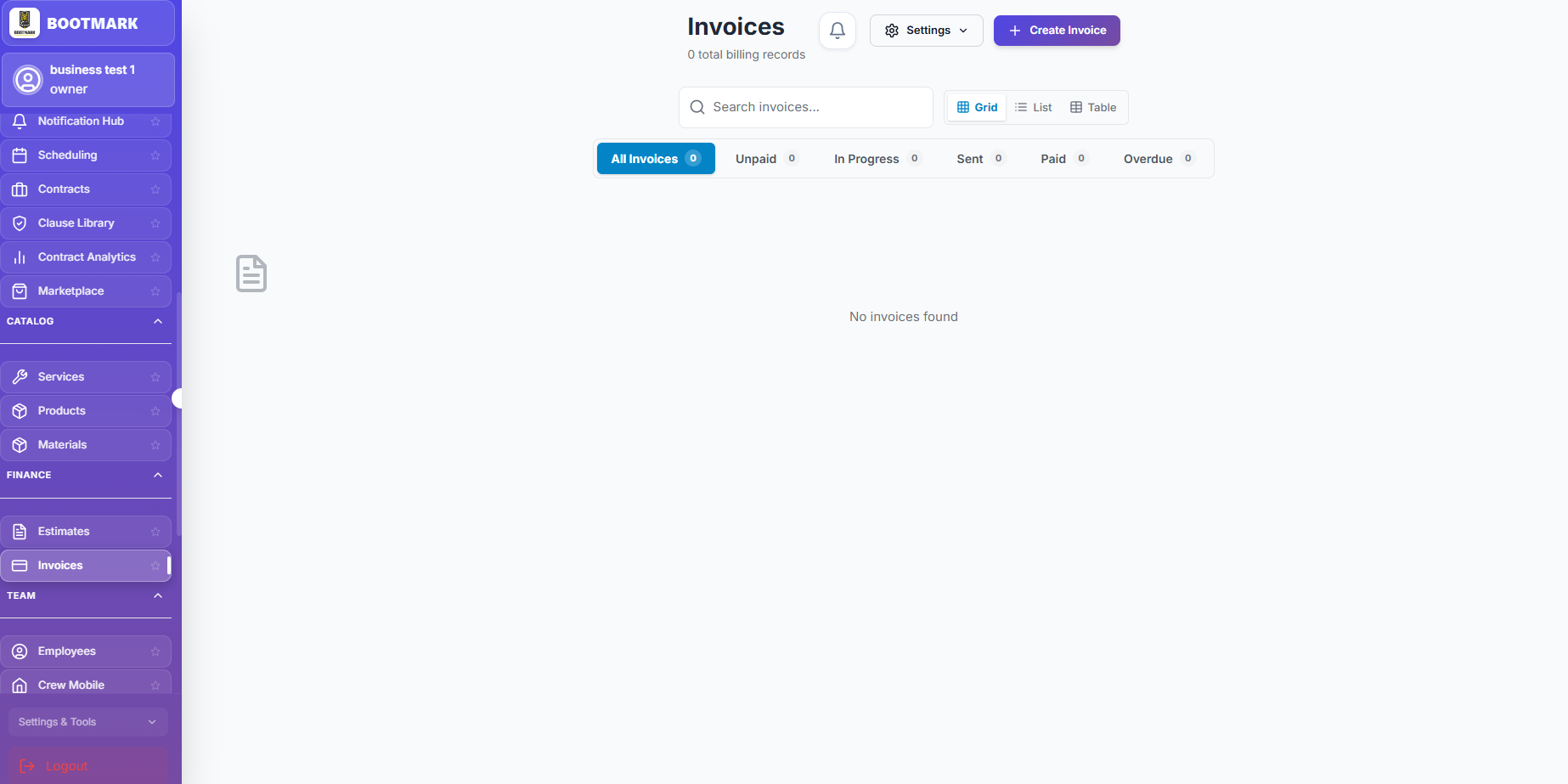 The invoice dashboard: unpaid, in progress and overdue in one view