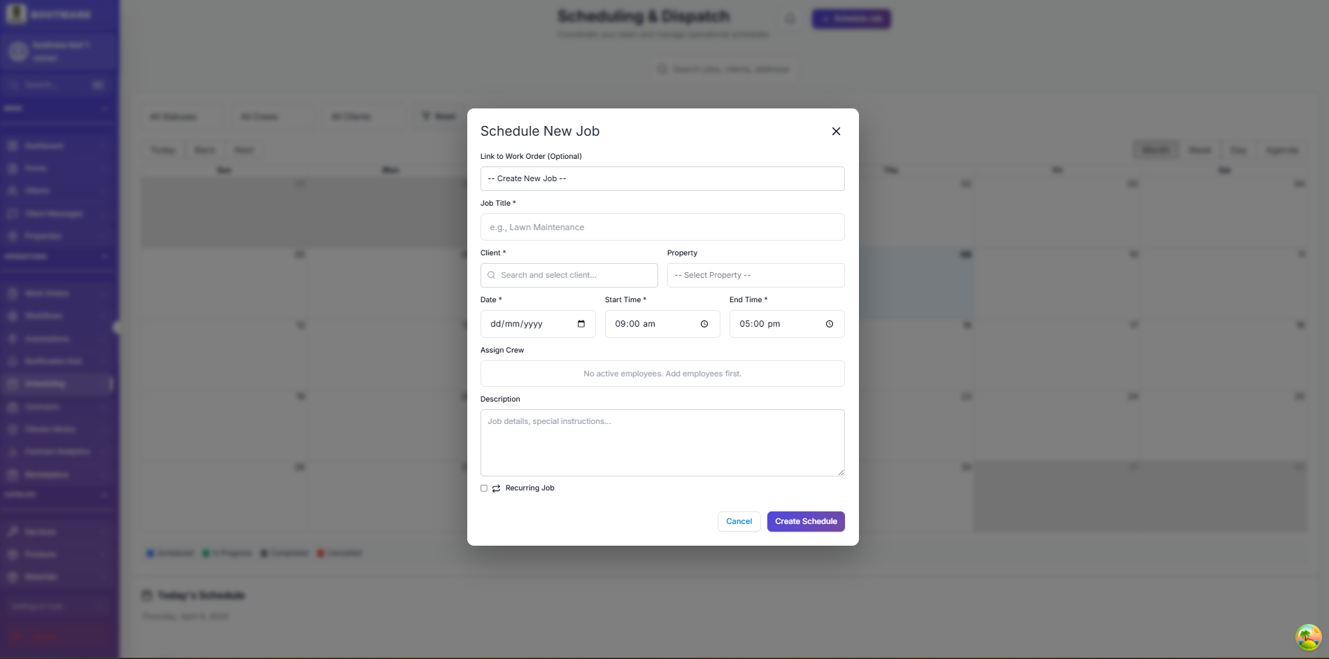 Scheduling a job, including setting it to repeat