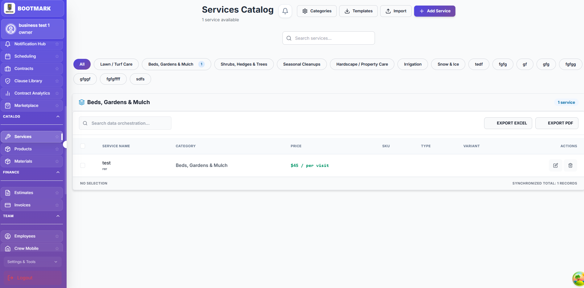 The service catalog: your price list and your public booking menu
